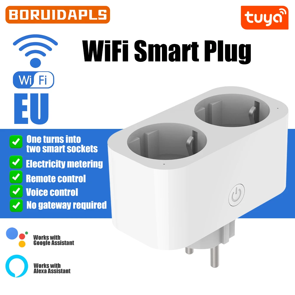 Timer Dual Outlet - Enchufe inteligente WiFi BORUIDAPLS con enchufe